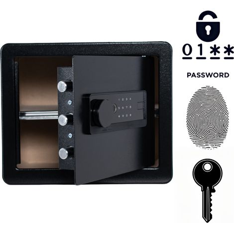 Biometrischer, gepanzerter Heimtresor mit Fingerabdrucksensor, 30 x 35 x 30 cm, Schwarz (1/5)