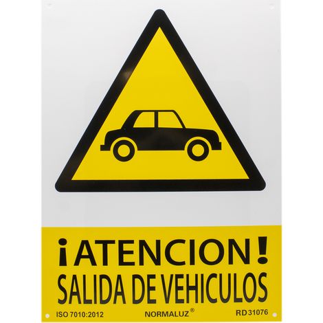 Señal industrial ¡Atención Salida de Vehículos SEKURECO                         300 x 400 mm                          PVC GLASSPACK 0'7 mm (1/4)