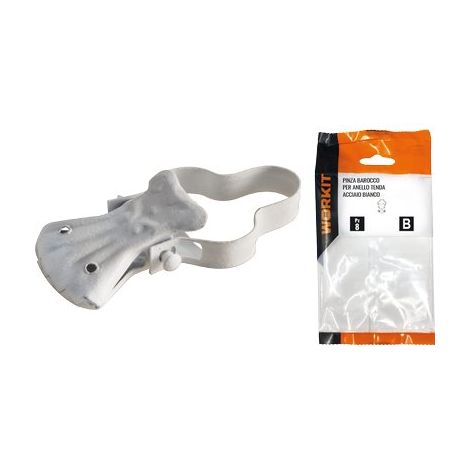 PINZA BAROCCO X ANELLO TENDA SELF WORKIT - ACCIAIO BIANCO + ARCO CF=PZ 8- 5 confezioni