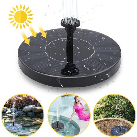TolleTour 1,5W Solarpumpe Solar Springbrunnen Solar Rund ⌀160mm für Garten, Vogel-Bad, Wasserspiel Dekoration, Teich Solar Fontäne Pumpe (1/5)