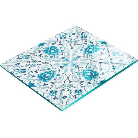 Tagliere da cucina decorativo multifunzionale in vetro con motivo arabo, 60x52 cm (1/5)