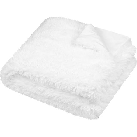 Plaid imitation fourrure ultra doux Blanc 130x160 cm (1/2)