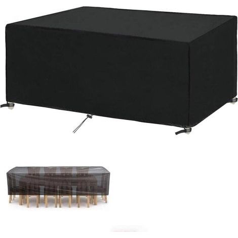 Funda negra Oxford 420D resistente a desgarros para muebles de jardín, resistente a los rayos UV, impermeable con hebilla de cierre, varios tamaños, funda rectangular de 115 × 115 × 70 cm. (1/5)