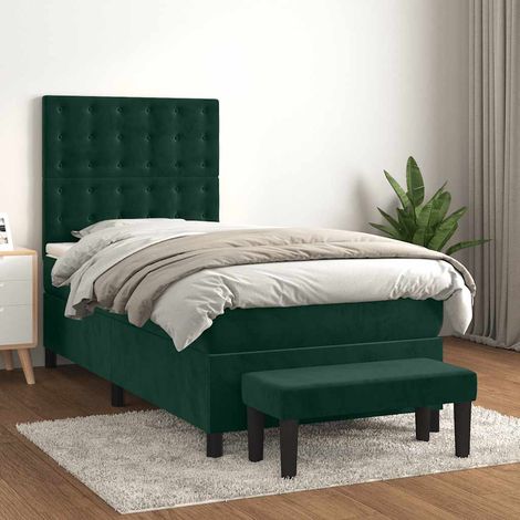 Boxspringbett mit Matratze Dunkelgrün 90x200 cm Samt (1/5)