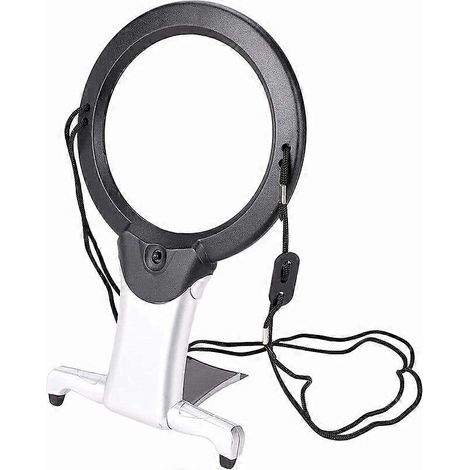 Loupe avec lampe et support, loupe grossissante 6x avec lampe, loupe mains libres avec support, grande loupe avec 2 lampes LED (1/5)