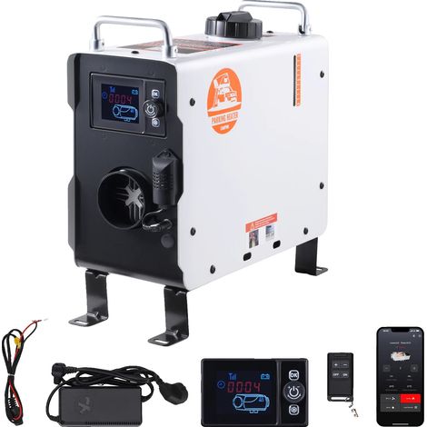 Chauffage à air diesel, puissance de 2 kW, compatibilité DC 12V/24V, consommation de carburant 0,07-0,17 l/h, alarme CO intégrée, chauffage efficace (1/5)