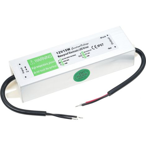 Alimentation LED étanche IP67, transformateur adaptateur secteur 90-250 V CA vers 12 V CC, 15 W, basse tension, pour ruban LED, caisson lumineux extérieur, enseigne.