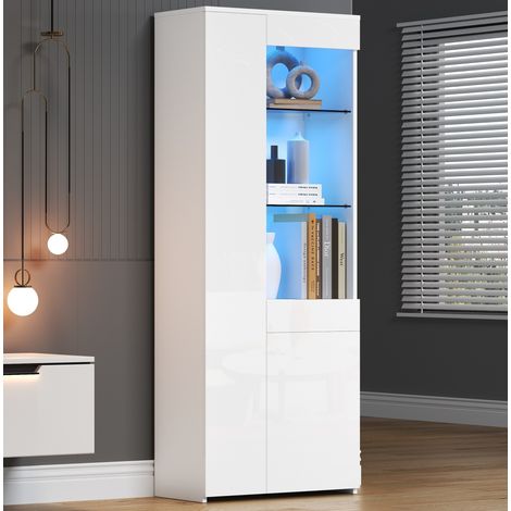 mobile contenitore 70x35x180 con LED lucido bianco OKMYHOME (1/5)