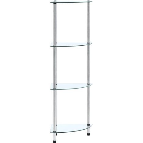 Étagère 4 niveaux Étagère de Rangement - Armoire de Rangement Transparent 30x30x100 cm Verre trempé BV665012 - BonneVie (1/5)