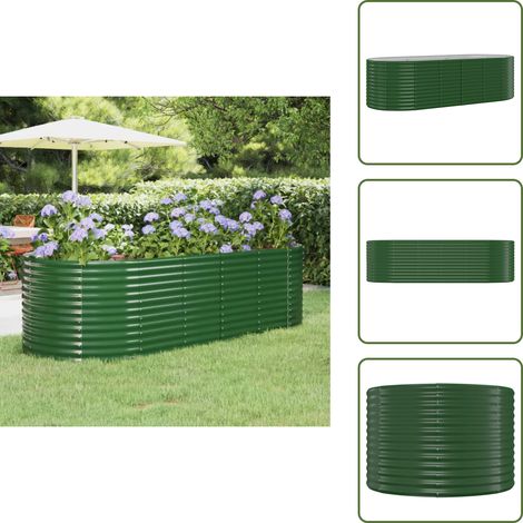Lit surélevé de jardin Acier enduit de poudre 249x100x68cm Vert - Jardinière Surélevée - Bac À Fleurs - Pot De Fleurs Extérieur - Décoration Jardin - Plante Extérieure (1/5)