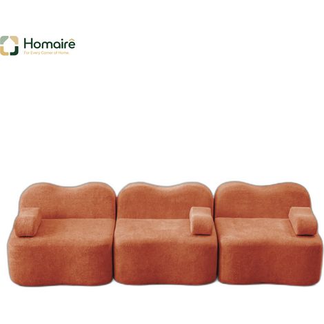 Canapé modulable en velours orange avec accoudoirs 288 x 98 x 70 cm HOMAIRE (1/5)