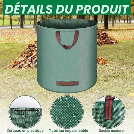 272L Green Waste Sack, Garden Waste Bags with Lids and Handles, Garden Waste Bags for Transporting Green Waste, Leaf Collector, Rubbish Bag
