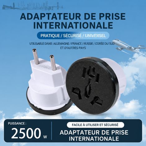 Adaptateur de prise standard allemand modèle 152 façade noire 3 broches 10A 250V 152 noir 7 30 g – Livraison gratuite