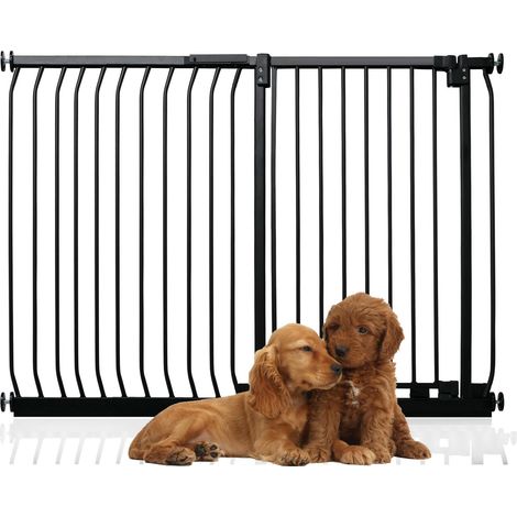 Bettacare Extra Tall Elite Dog Gate, 134cm - 143cm, Matt Black, Extra Tall 96.8cm in Height, Pressure Fit Pet Gate