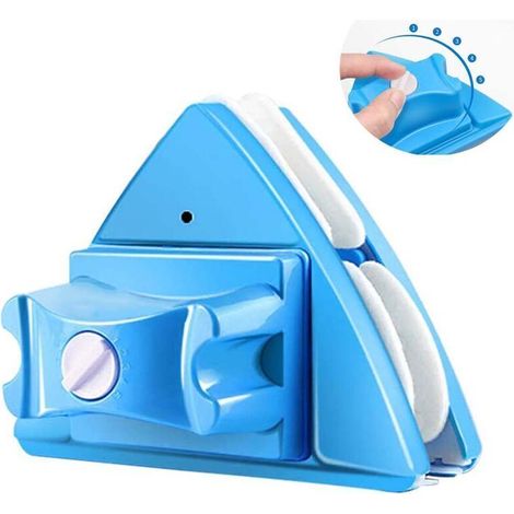 Lave-vitre Nettoyant pour vitres double face essuie-glace en verre outils de nettoyage magnétiques, outils de brosse de lavage de plan magnétique réglable à 5 vitesses bleu