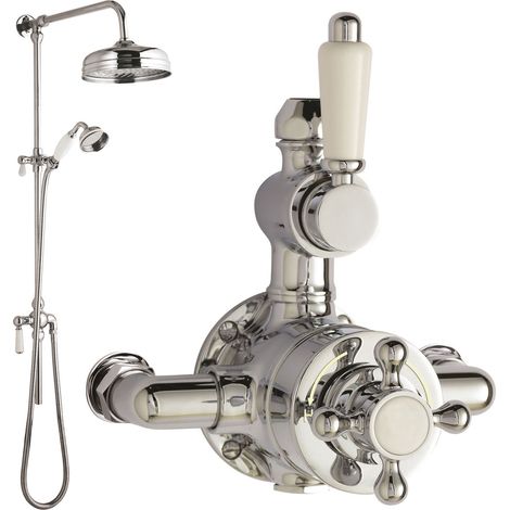 Hudson Reed Victorian Exposed Shower Valve with Rigid Riser Kit - Chrome (1/4)
