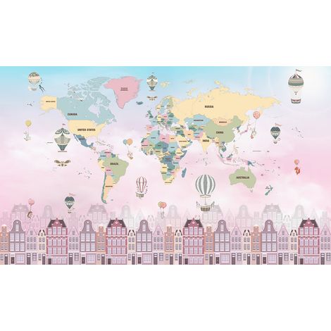 Papier peint panoramique Enfants - Carte du monde - 130 cm x 78 cm (1/2)