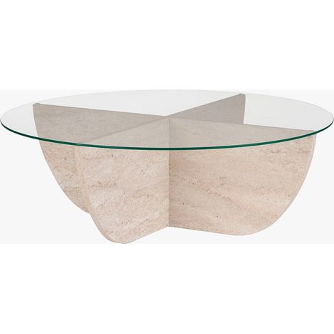 NESIA Table basse en verre piètement beige D90 cm (1/5)
