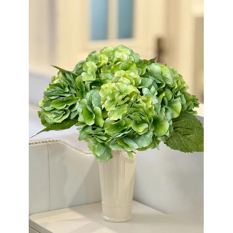 Lot de 3 hortensias artificiels Verts au Toucher réaliste de 53,3 cm de Long pour Maison, fête, extérieur, Mariage, Jardin, Cuisine, Centre de Table, décoration Florale printanière (1/5)