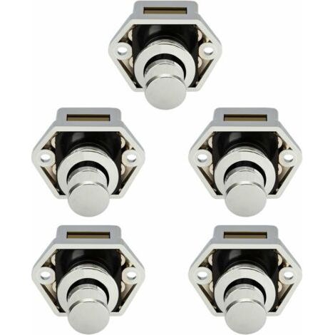 Serrure de meuble 5 PCS Mini Bouton Poussoir Tiroir Armoire Porte Verrouillage Caravane Camping-Car Bateau Chrome Bouton (1/5)
