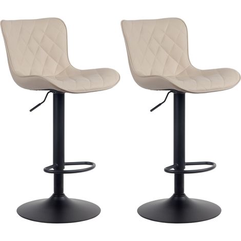Juego de 2 taburetes de bar en color crema patas de metal sintético negro giratorios regulables en altura TDB10731 (1/4)