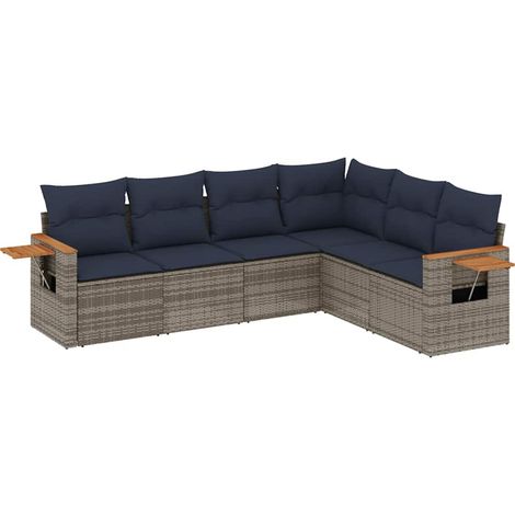 Maison Exclusive - Set Divani da Giardino 6 pz con Cuscini Grigio in Polyrattan (1/5)