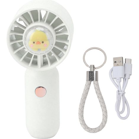 Ventilateur de Poche Rechargeable USB - Mini Ventilateur Personnel Portable avec Dragonne et Batterie 500mAh - Blanc (1/5)