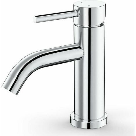 Robinet de salle de bain en acier inoxydable chromé, robinet mélangeur d'eau chaude et froide, facile à installer, dimensions hauteur 18,5 cm, longueur 19,3 cm. (1/4)