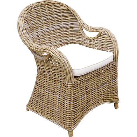Poltrona per Esterni in Fibra Naturale con Cuscino Arredamento per Giardino, Hotel, Bar (1/5)