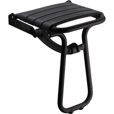 Siège de douche PMR PELLET Essentiel confort escamotable avec pied aluminium époxy noir