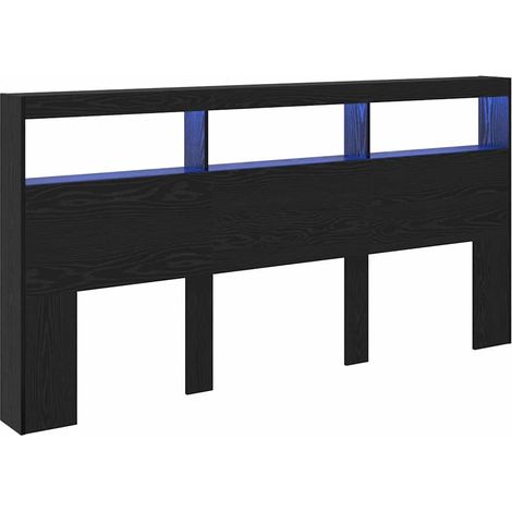 Headboard Black Oak 200 x 17 x 102 cm Engineered Wood vidaXL