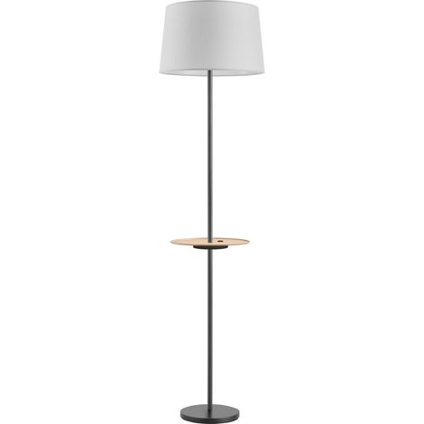 Lámpara de pie ROMESA natural/negro E27 USB (1/2)