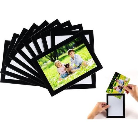 Cadres photo magnétiques, cadres photo magnétiques à bordure noire (13 x 18 cm, lot de 10), cadres photo magnétiques autocollants, pour la décoration intérieure (1/5)