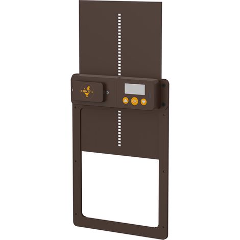 Chick'A – Portier automatique pour poulailler – Ouverture verticale – Aluminium + ASA – 3 modes : horloge programmable, sonde lumineuse – Détection d'obstacle