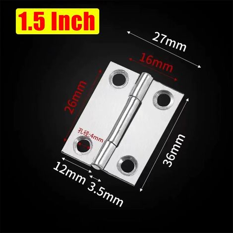 (1,5 pouce - 10 pièces) Charnières de porte universelles en acier inoxydable pour meubles, tiroirs et armoires - Accessoires de quincaillerie pour portes et meubles (1/5)
