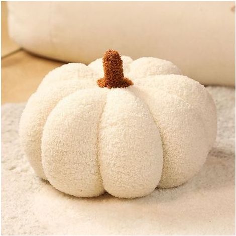 Objets Déco Coussin Citrouille Peluche 28CM Ultra Doux Moelleux, Coussin Automne Halloween Thanksgiving pour Canapé Décoratif Blanc (1/4)