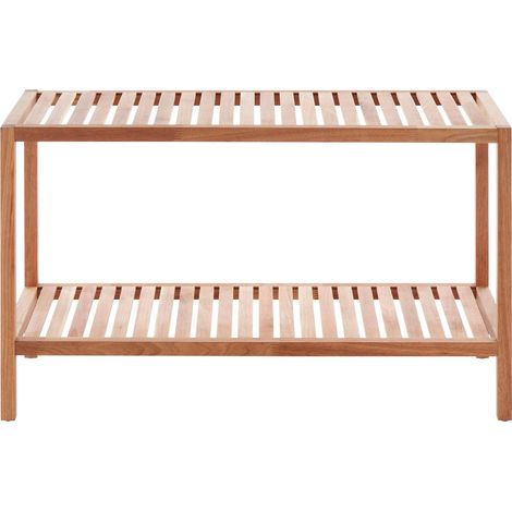 Premier Housewares 2 Tier Walnut Wood Storage Shelf (1/5)