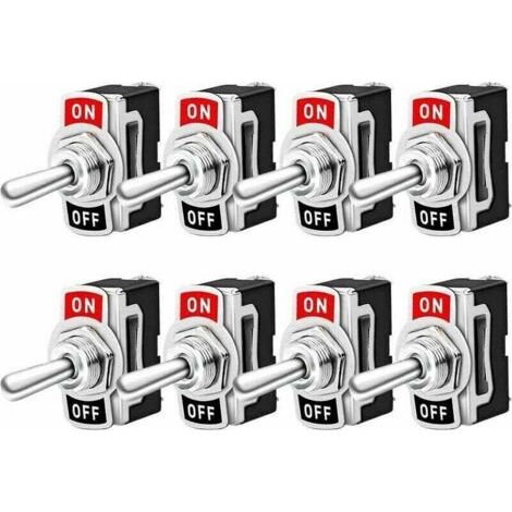 Interruttore a bilanciere professionale per auto, confezione da 8, on/off, 2 posizioni, connettore SPST metallico a 2 pin, per auto, barca, camion, 10A, 125V CA / 6A, 250V CA (1/4)