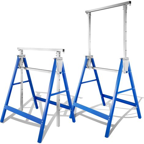 Randaco Cavalletti telescopici pieghevoli, Blu, Confezione da 2, Altezza regolabile (80-130cm), Metallo (1/4)