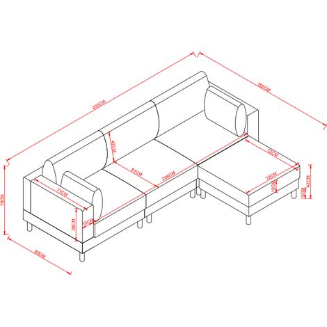 Canapé nordique d'angle 3 places avec tabouret 235 x 152 x 78 CM – Canapé en forme de L beige en polyester et pieds en bois massif