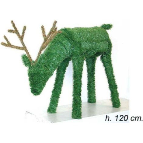 Renna natalizia in rami di pino 120 cm - colore verde - decorazione addobbo natale