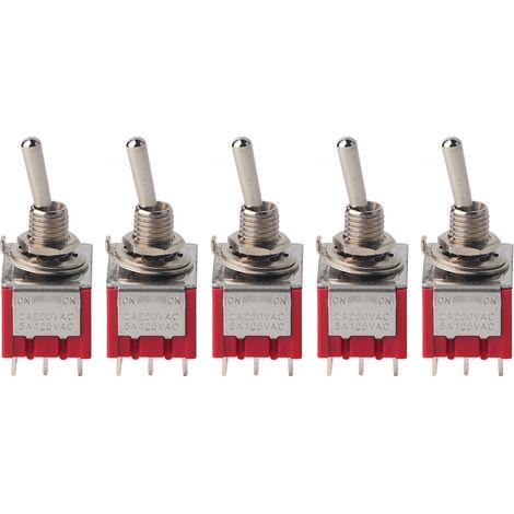 Interrupteur 5pcs MTS 302, ON - 2 Interrupteur à Bascule de Position, Commutateur à Bascule en Marche sur 2 Position d'Interrupteur à 3PDT 9 Broches 6mm 2A / 250VAC 5A