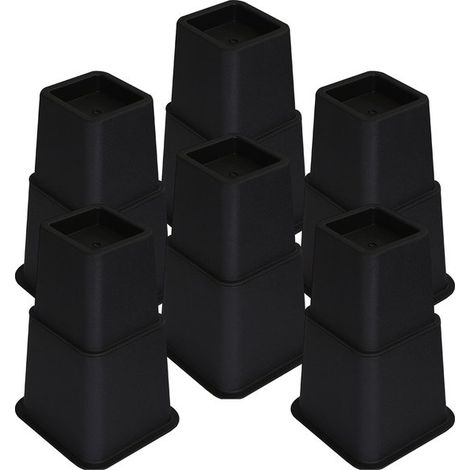 Set de rehausseurs de meubles – 6 pieds – 8/11/20 cm – 600 kg – Noir – Réglables (1/5)