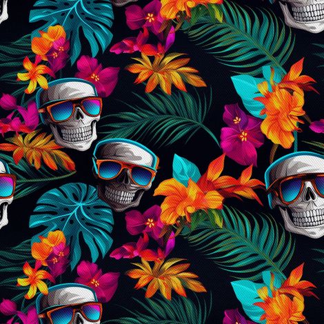 Tela Oxford decorativa para exteriores - Motivo de calavera I DX4959