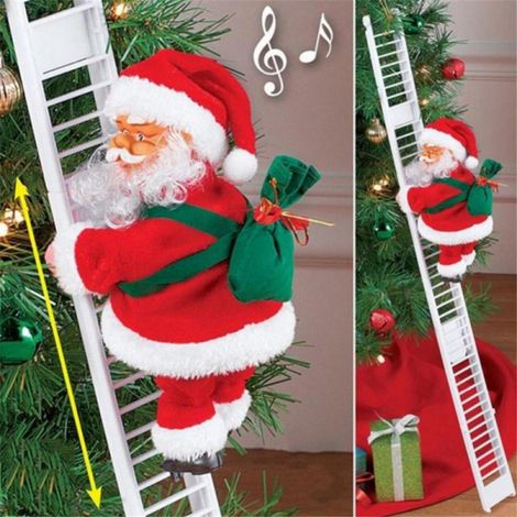 Pere Noel Escalier Electrique - Jouet Decoratif Animé pour Arbre de Noel - avec Musique - 24 x 12 cm - 1 Piece (1/5)