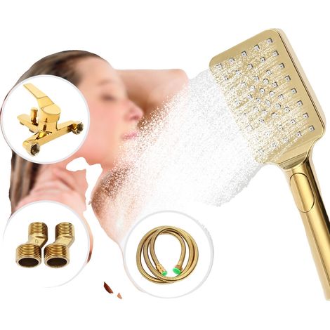 Robinet de douche de baignoire, matériau en cuivre, longueur du tuyau d'eau 1,5 m, diamètre du siège de vanne 3,5 cm, diamètre du tuyau d'entrée/sortie 5 cm, espacement des trous d'installation 13,5-1 (1/5)