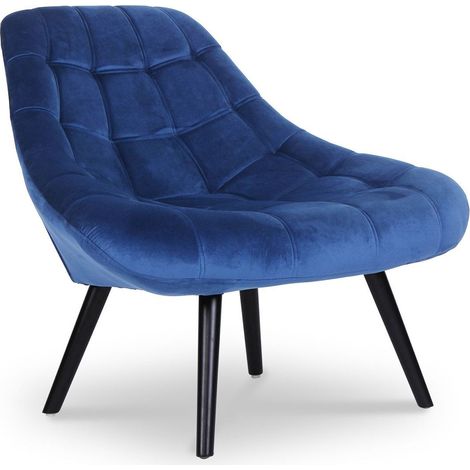 Fauteuil Scandinave en Velours "Johan" 102cm Bleu