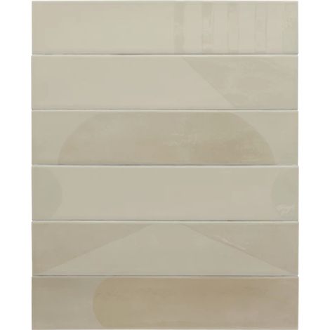 Carrelage sol / mur brique déco mixe mate et brillant effet béton beige 6x30 cm WADI DECOR BEIGE (vendu par boite de 0,50m2) (1/2)