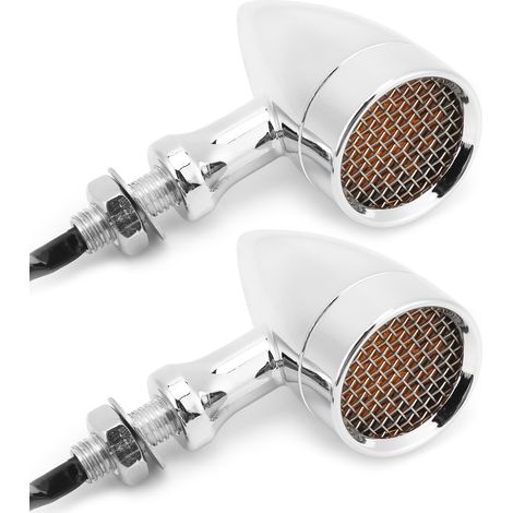 Clignotants LED Motos 12V 10mm Ambré Chrome Coque Universel Lot de 2 (1/5)