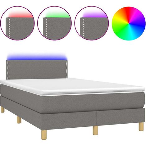 Maison Exclusive - Letto a Molle Materasso e LED Grigio Scuro 120x200cm in Tessuto (1/5)